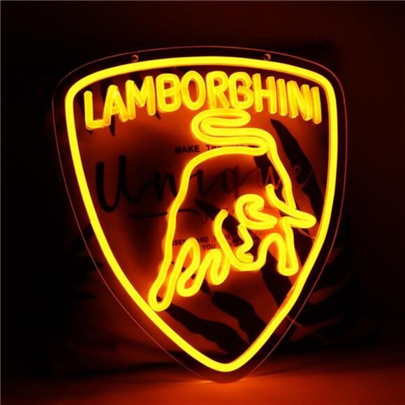 Lamborghini Car Logo LED Neon Sign for Garage Shop Decor Bar Man Cave Mechanix - Picture 3 of 7